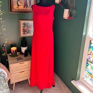 NWT The Red Cowl Neck Cutout Ruched Maxi Dress